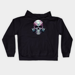 Comic art gas masked skull Kids Hoodie